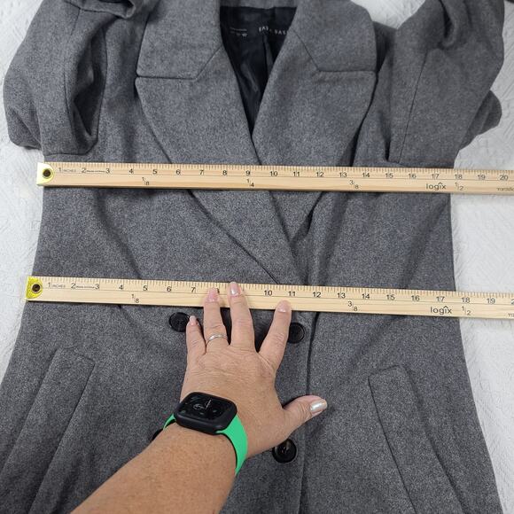Zara Basic double breasted Gray wool coat womens Sz Small minimalistic classic - Picture 8 of 13